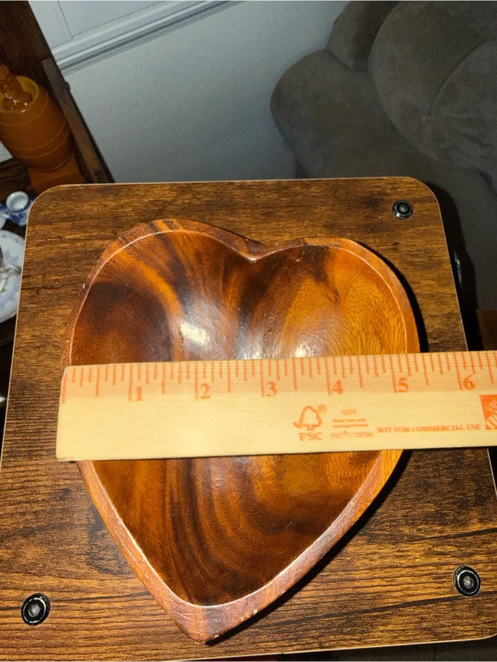 Handcrafted Heart-Shaped Wooden Serving Bowl - Rich Brown